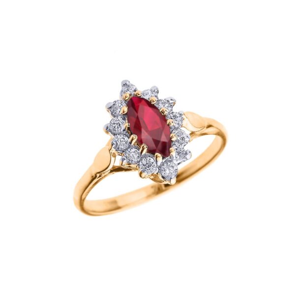 Marquise Cut Ruby & Diamond Ring in 9ct Gold