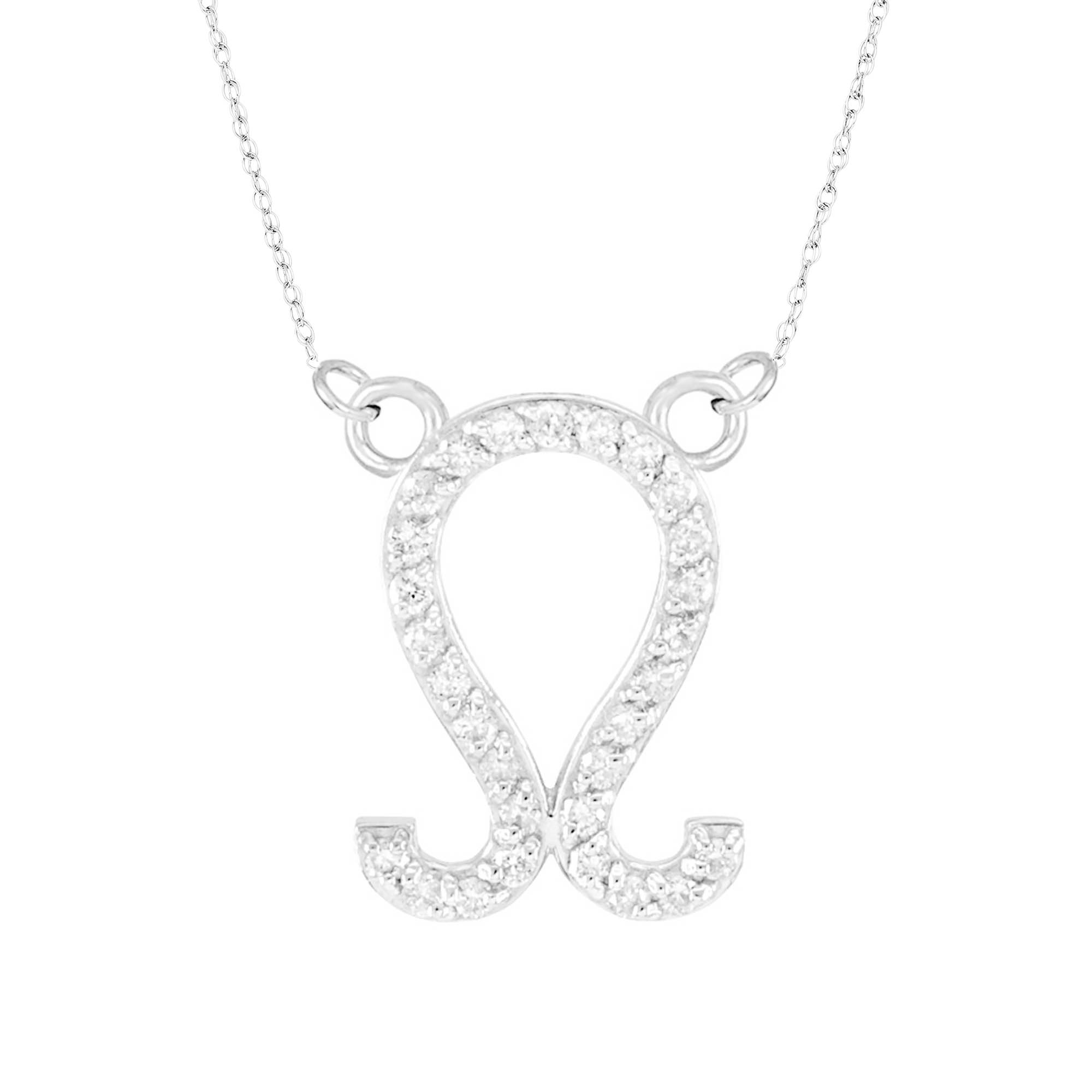 Diamond Embellished Leo Zodiac Pendant Necklace in 9ct White Gold
