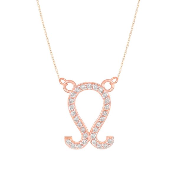Diamond Embellished Leo Zodiac Pendant Necklace in 9ct Rose Gold
