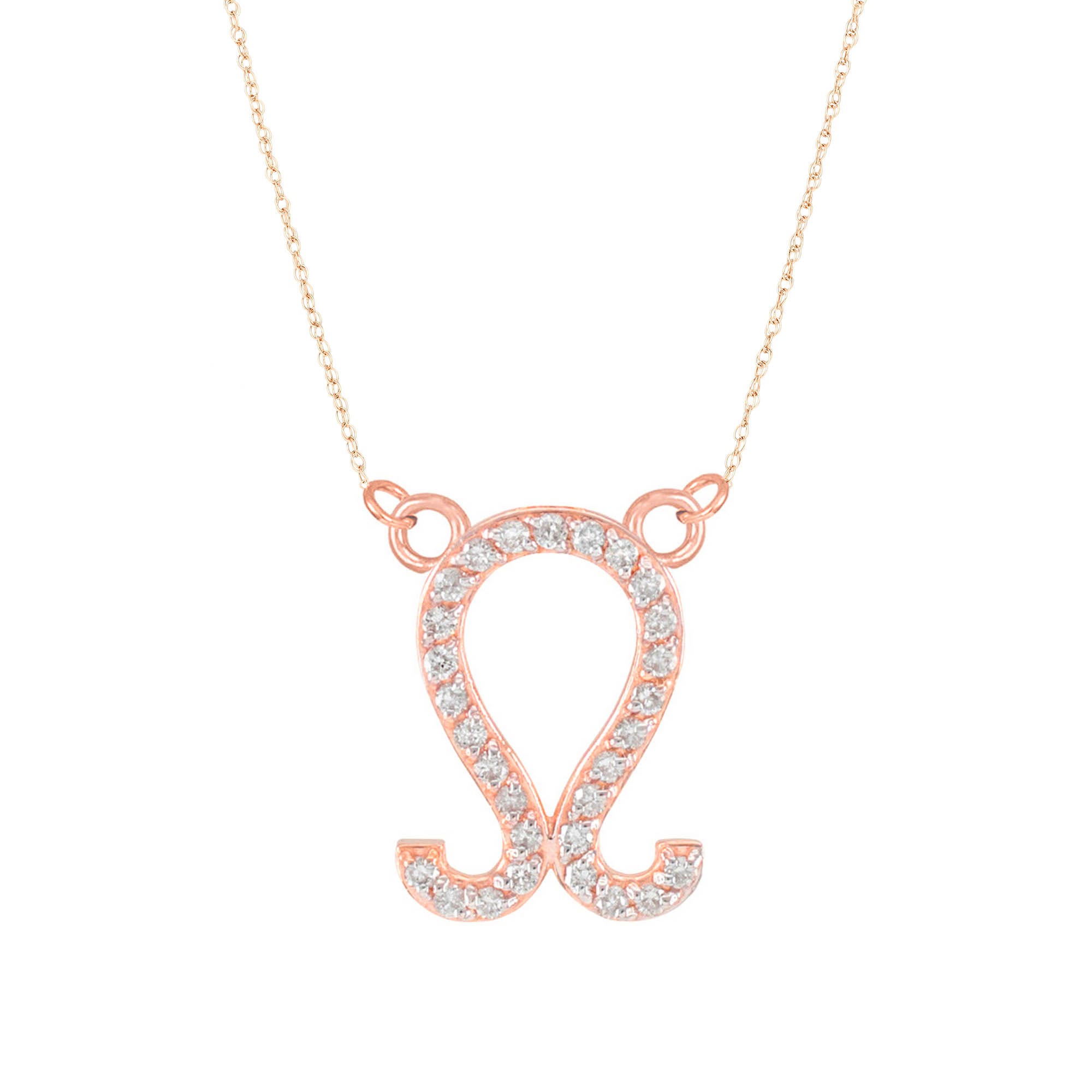 Diamond Embellished Leo Zodiac Pendant Necklace in 9ct Rose Gold