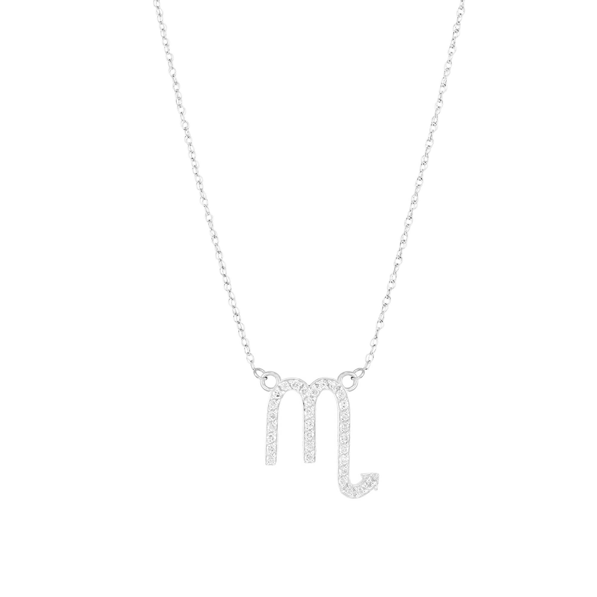 Diamond Embellished Scorpio Zodiac Pendant Necklace in 9ct White Gold
