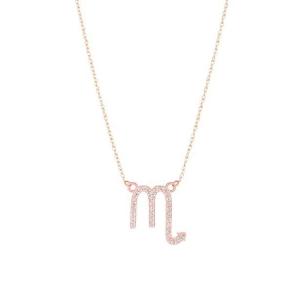 Diamond Embellished Scorpio Zodiac Pendant Necklace in 9ct Rose Gold