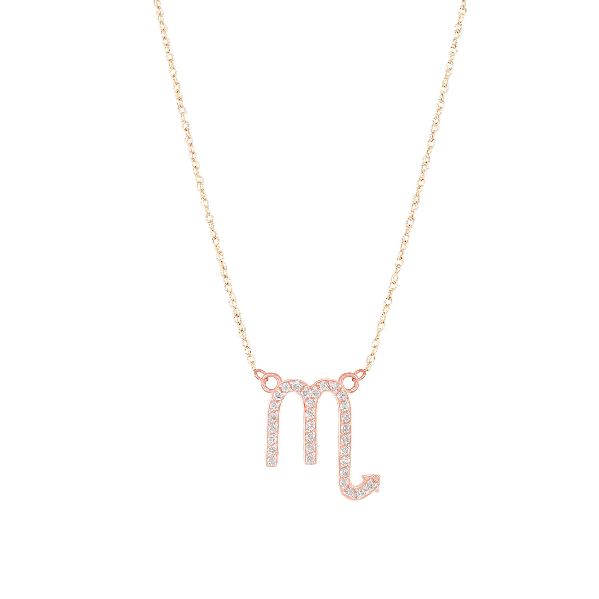 Diamond Embellished Scorpio Zodiac Pendant Necklace in 9ct Rose Gold