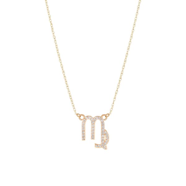 Diamond Embellished Virgo Zodiac Pendant Necklace in 9ct Gold