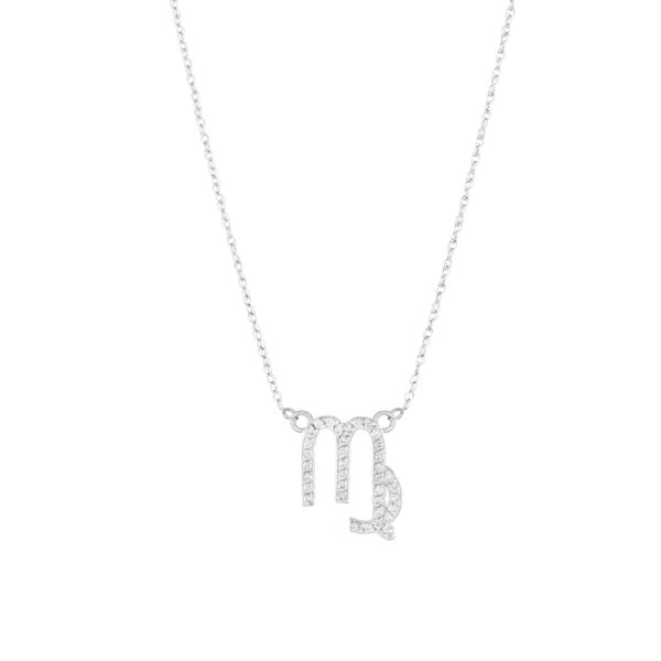 Diamond Embellished Virgo Zodiac Pendant Necklace in 9ct White Gold