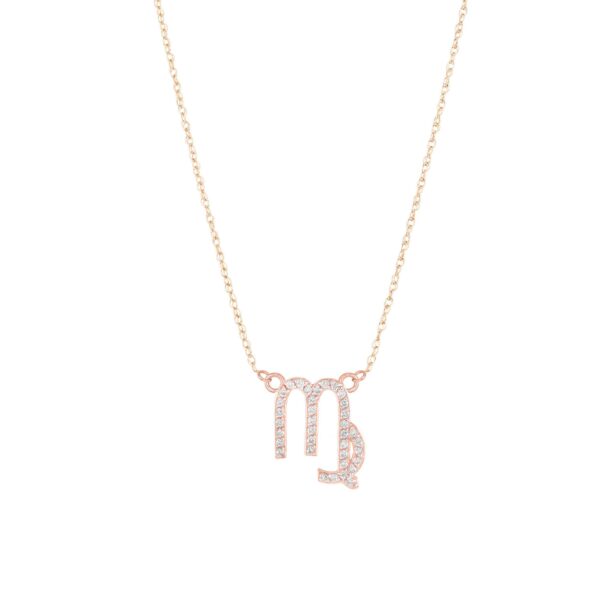 Diamond Embellished Virgo Zodiac Pendant Necklace in 9ct Rose Gold