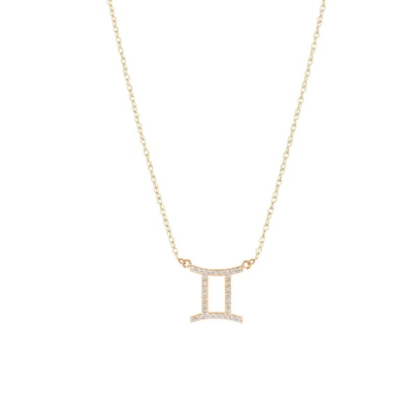 Diamond Embellished Gemini Zodiac Pendant Necklace in 9ct Gold