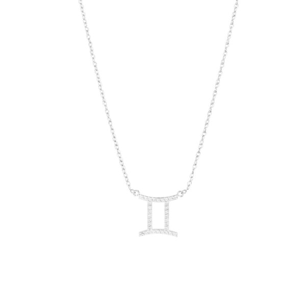 Diamond Embellished Gemini Zodiac Pendant Necklace in 9ct White Gold