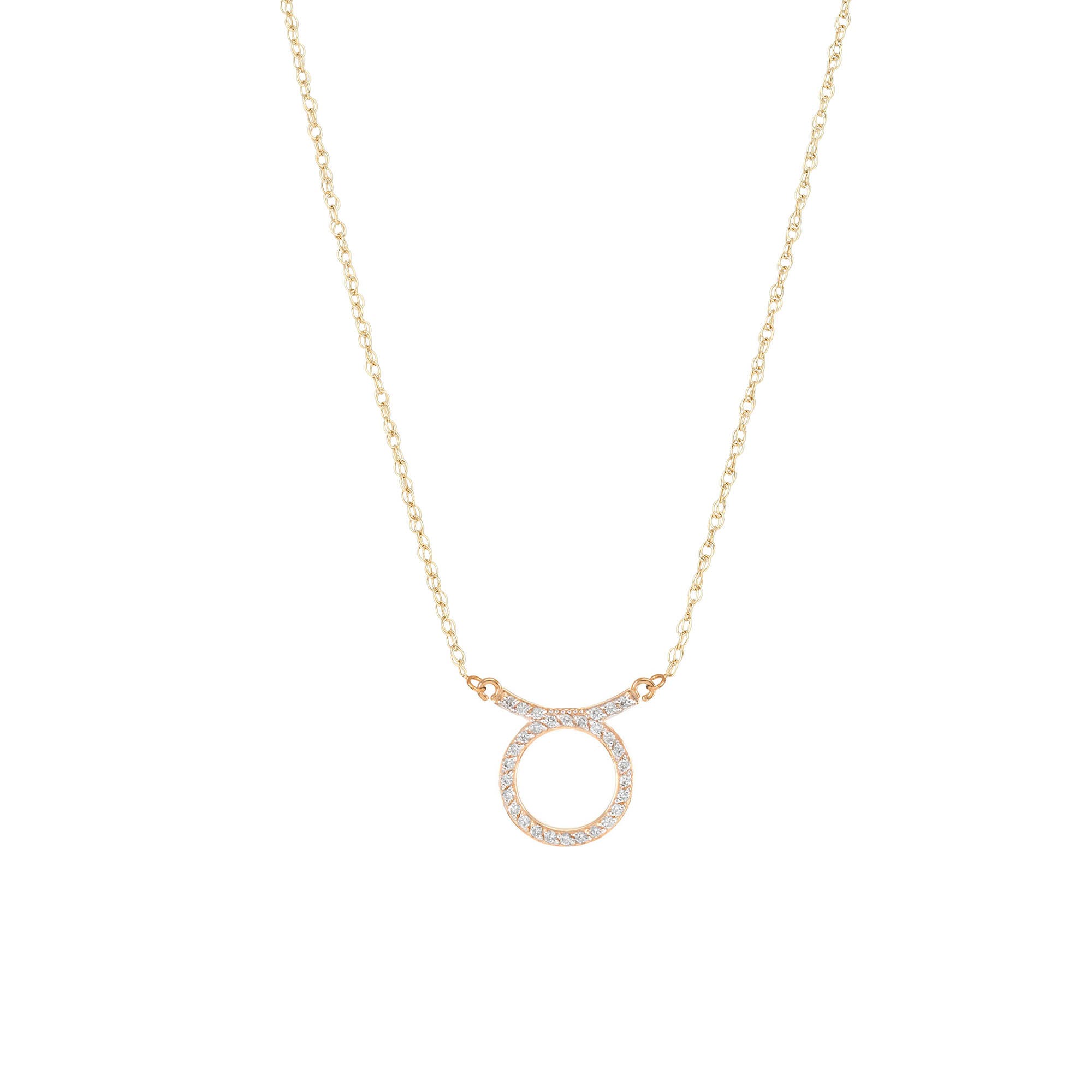 Diamond Embellished Taurus Zodiac Pendant Necklace in 9ct Gold