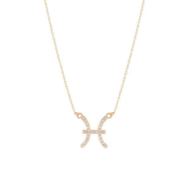 Diamond Embellished Pisces Zodiac Pendant Necklace in 9ct Gold