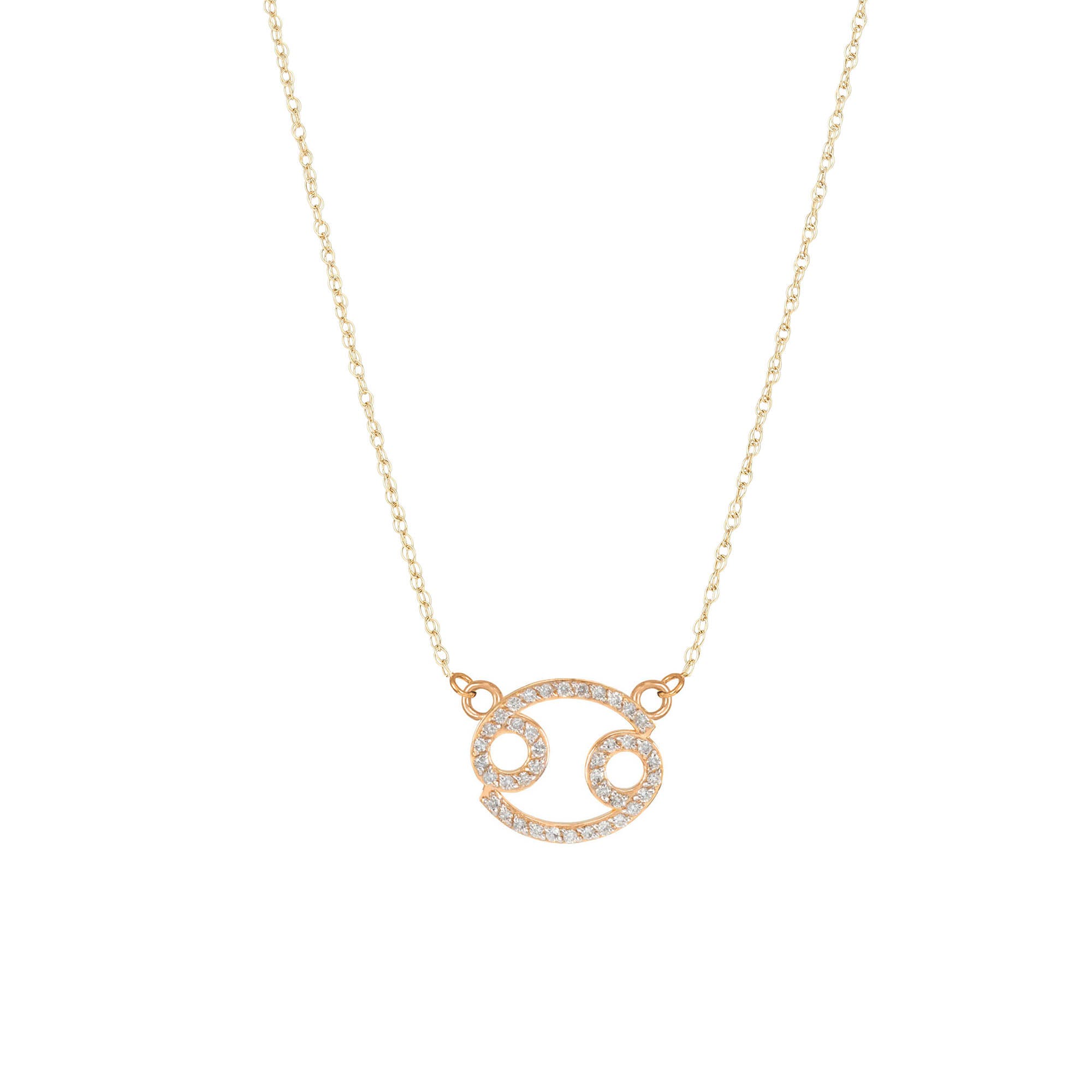 Diamond Embellished Cancer Zodiac Pendant Necklace in 9ct Gold