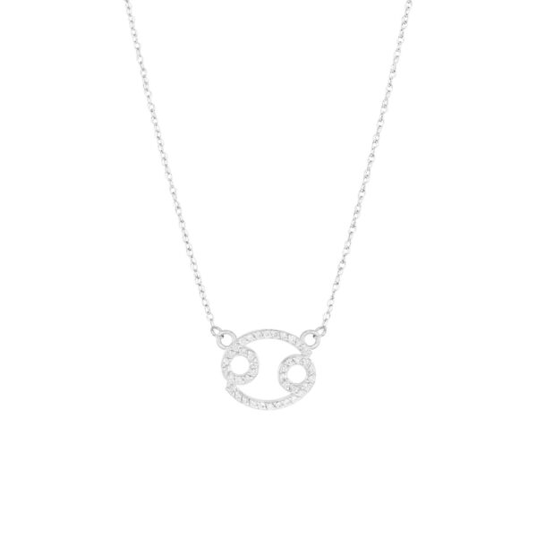 Diamond Embellished Cancer Zodiac Pendant Necklace in 9ct White Gold