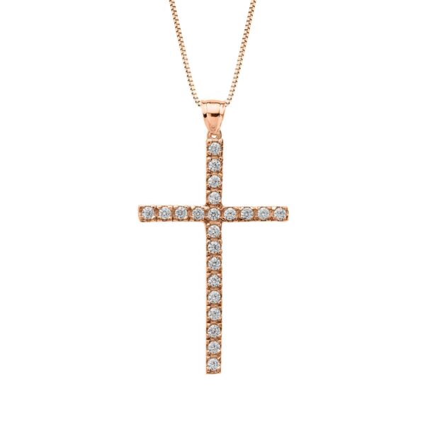 Diamond Dainty Embellished Cross Pendant Necklace in 9ct Rose Gold