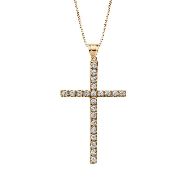 Diamond Dainty Embellished Cross Pendant Necklace in 9ct Gold
