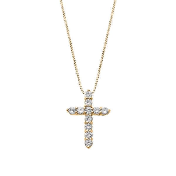 Diamond Statement Embellished Cross Pendant Necklace in 9ct Gold