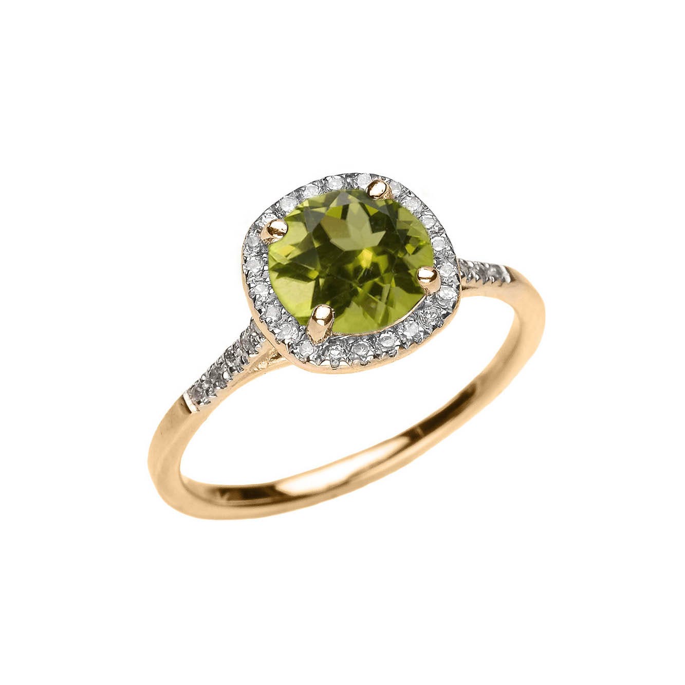 Peridot Halo Ring in 9ct Gold