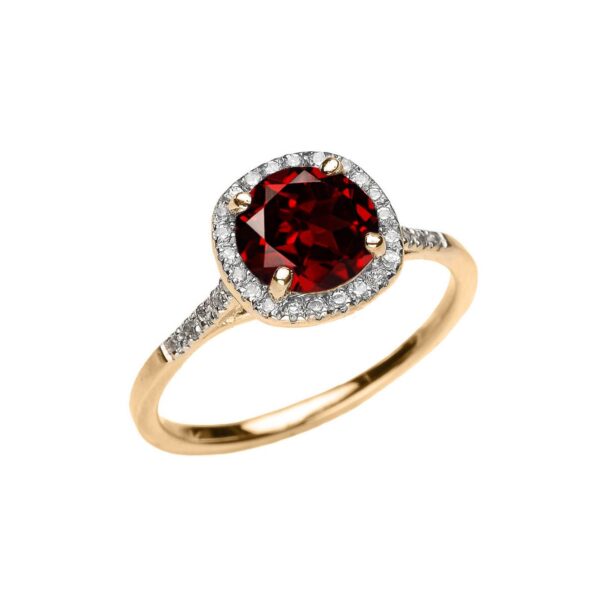 Garnet Luminous Halo Gemstone Ring in 9ct Gold