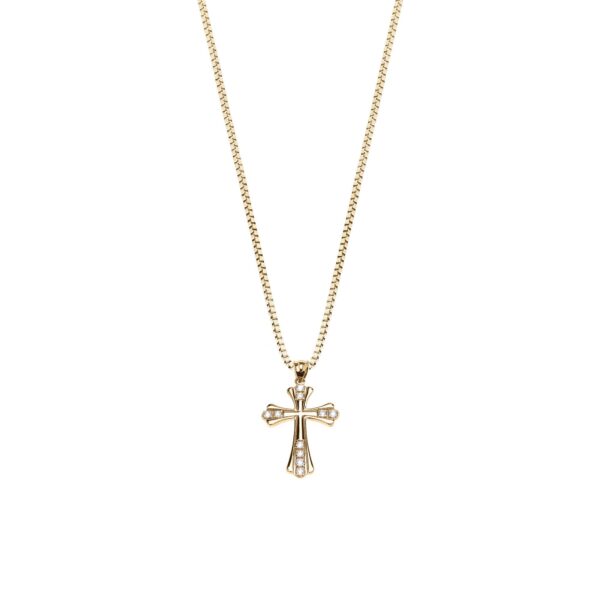 Diamond Elegant Cross Pendant Necklace in 9ct Gold