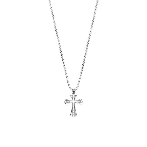 Diamond Expanding Cross Pendant Necklace in 9ct White Gold