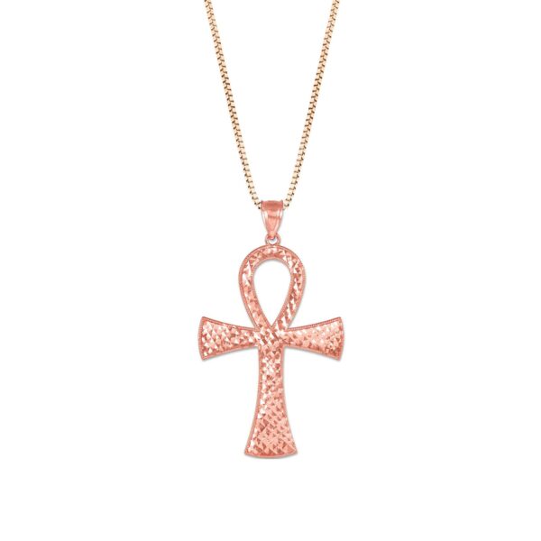 Ankh Cross Egyptian Pendant Necklace in 9ct Rose Gold