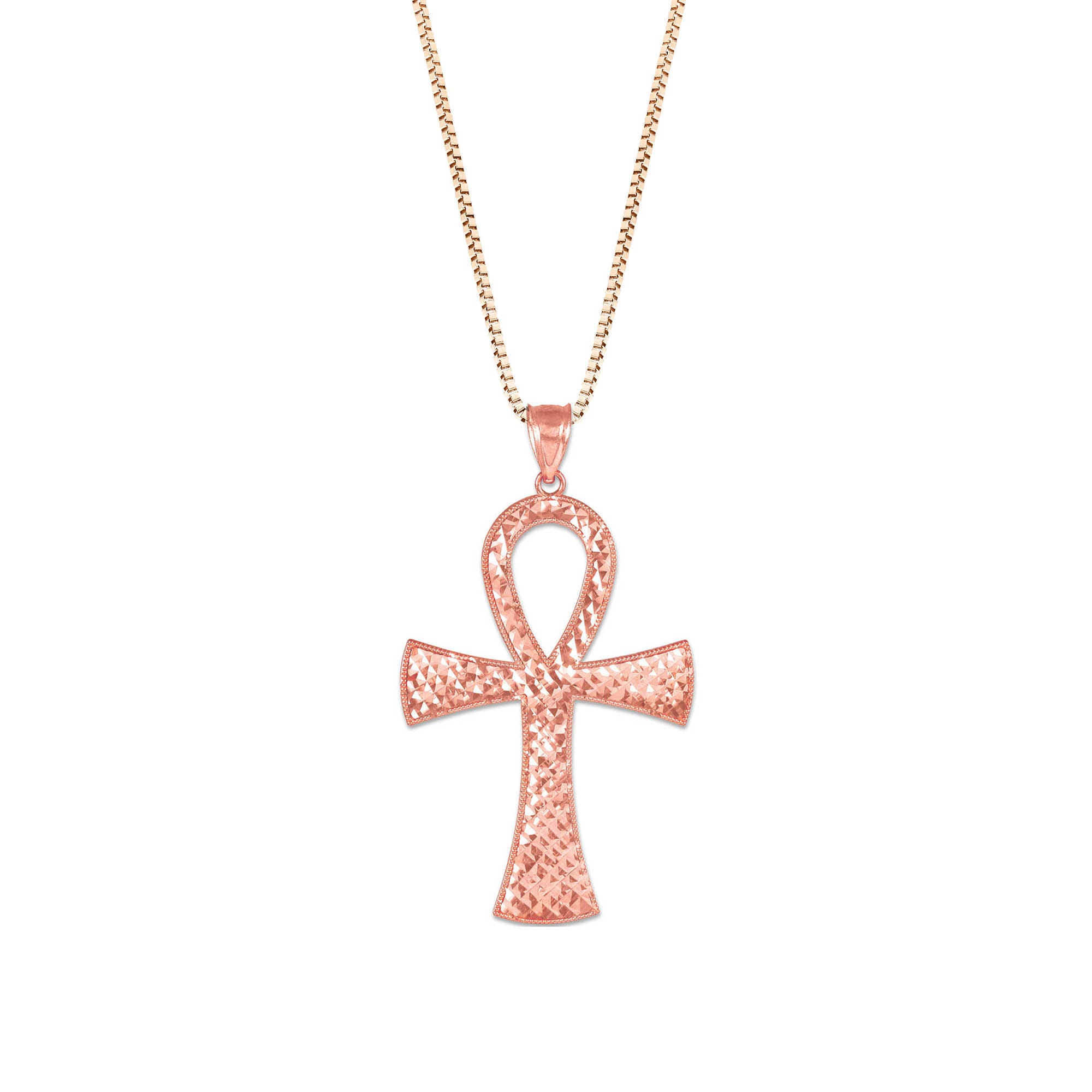 Ankh Cross Egyptian Pendant Necklace in 9ct Rose Gold