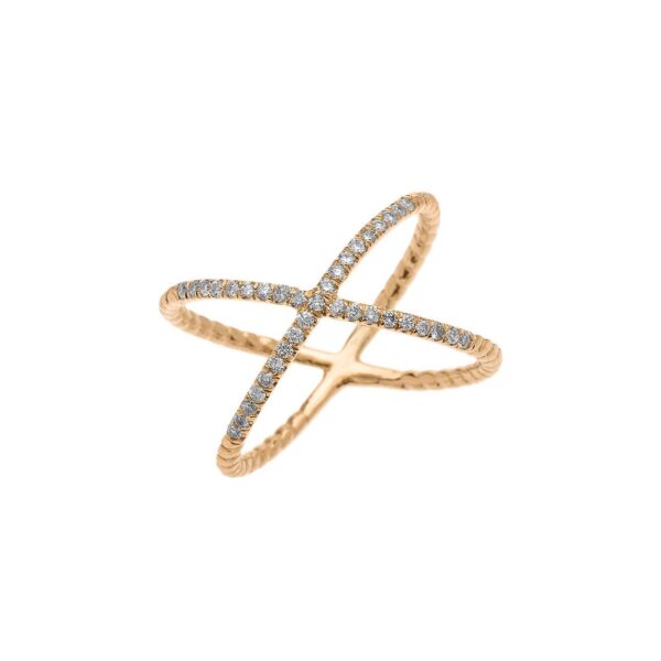 Diamond Criss Cross Twisted Rope Ring, 0.15 ct in 9ct Gold