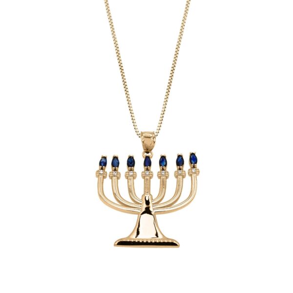 Diamond Menorah Pendant Necklace in 9ct Gold