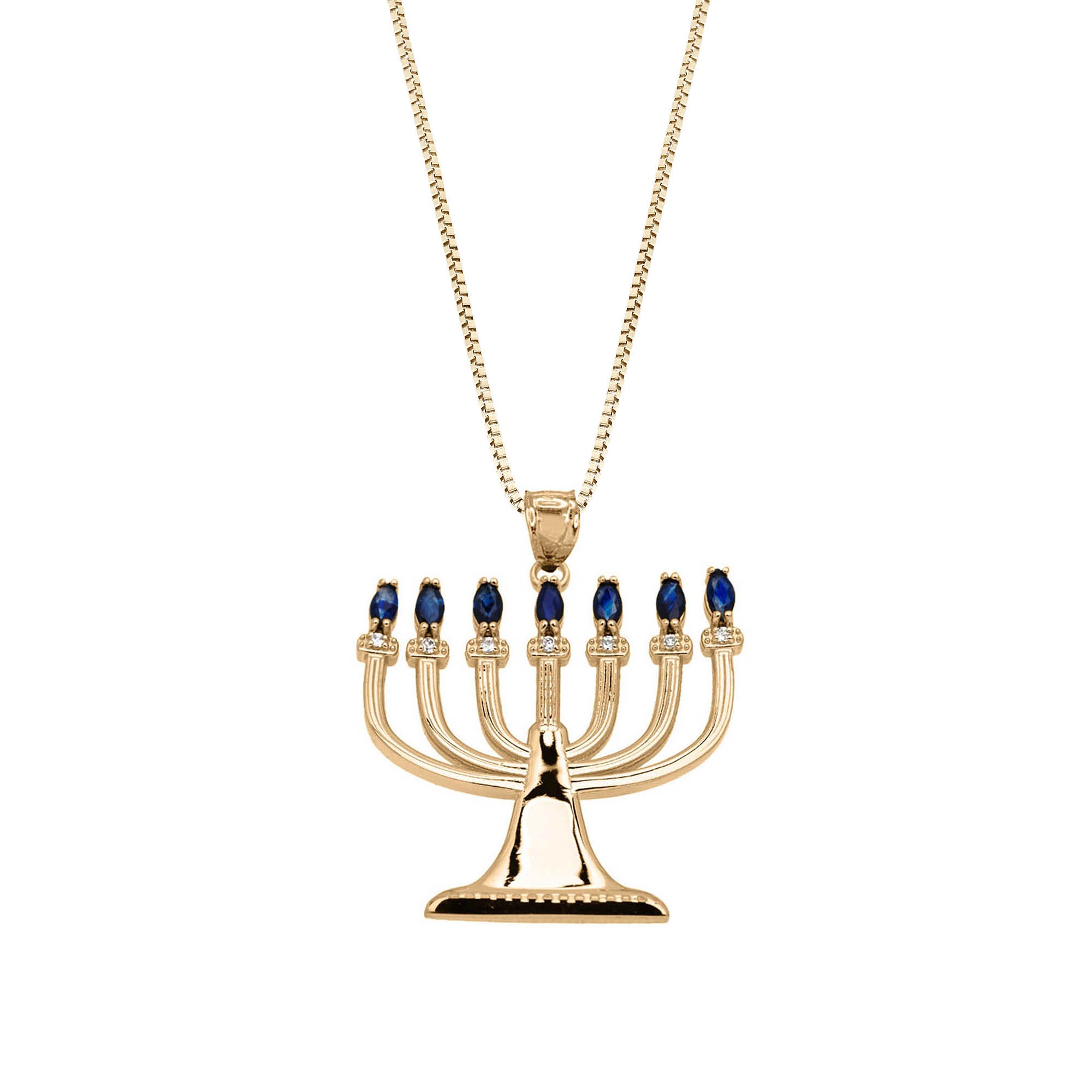 Diamond Menorah Pendant Necklace in 9ct Gold