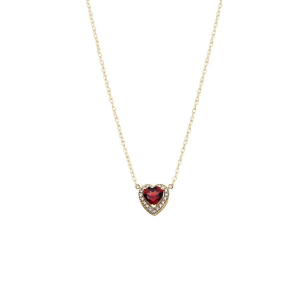 Red CZ & Diamond Elegant Heart Gemstone Pendant Necklace in 9ct Gold