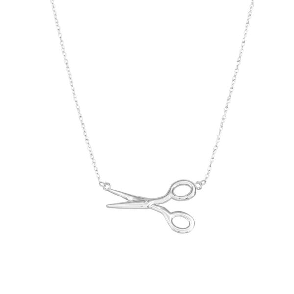 Scissor Pendant Necklace in 9ct White Gold