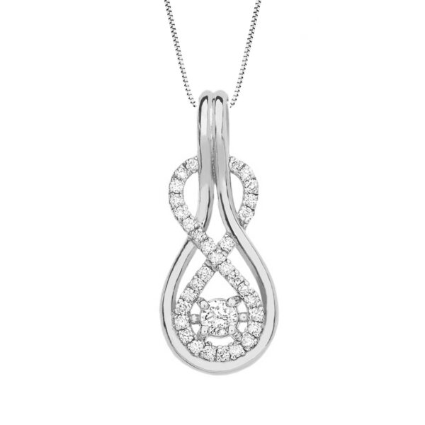 Diamond Gemstone Infinity Rope Pendant Necklace in 9ct White Gold
