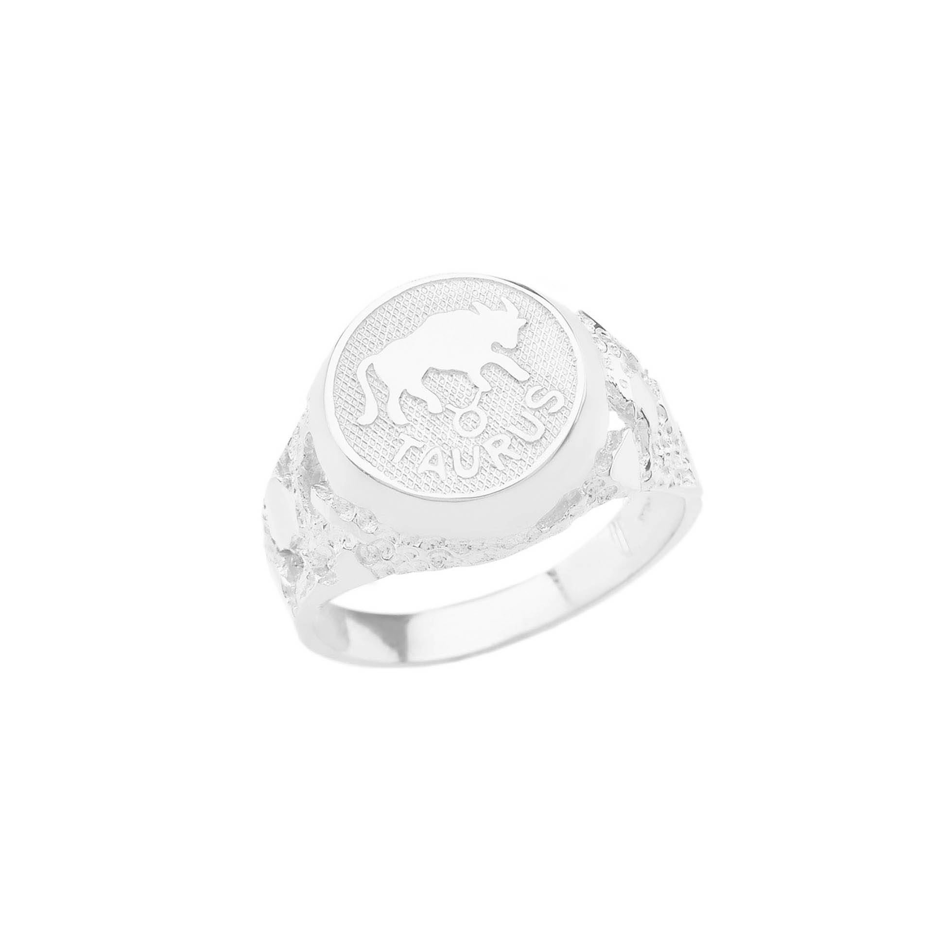 Taurus Zodiac Nugget Ring in 9ct White Gold