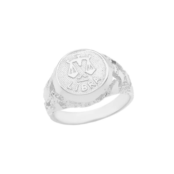 Libra Zodiac Nugget Ring in 9ct White Gold