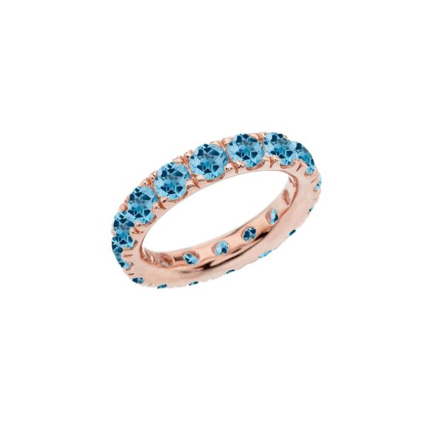 Blue Topaz Gemstone Eternity Ring in 9ct Rose Gold