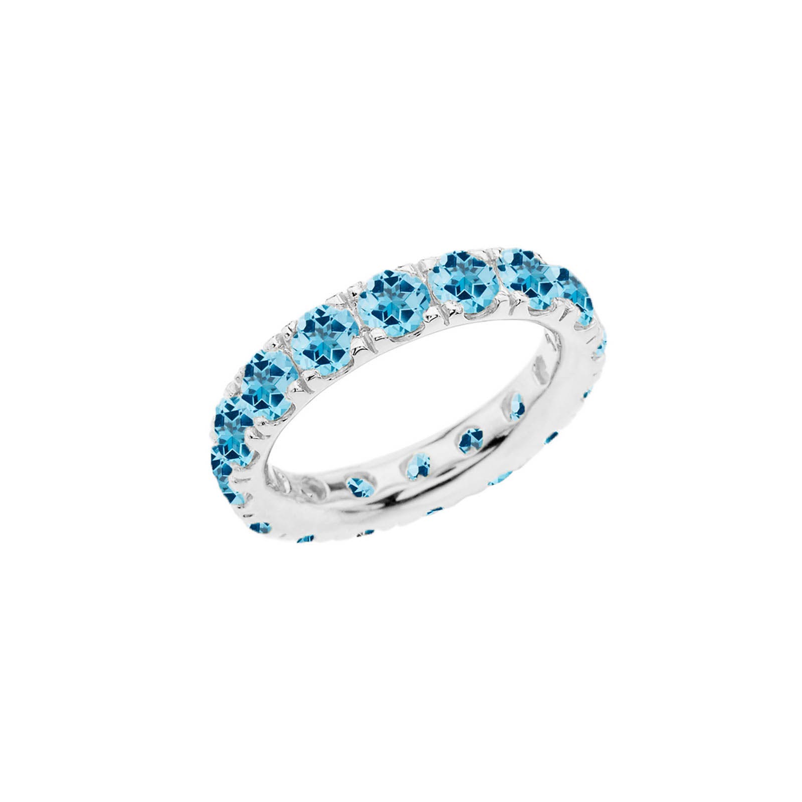 Blue Topaz Gemstone Eternity Ring in 9ct White Gold