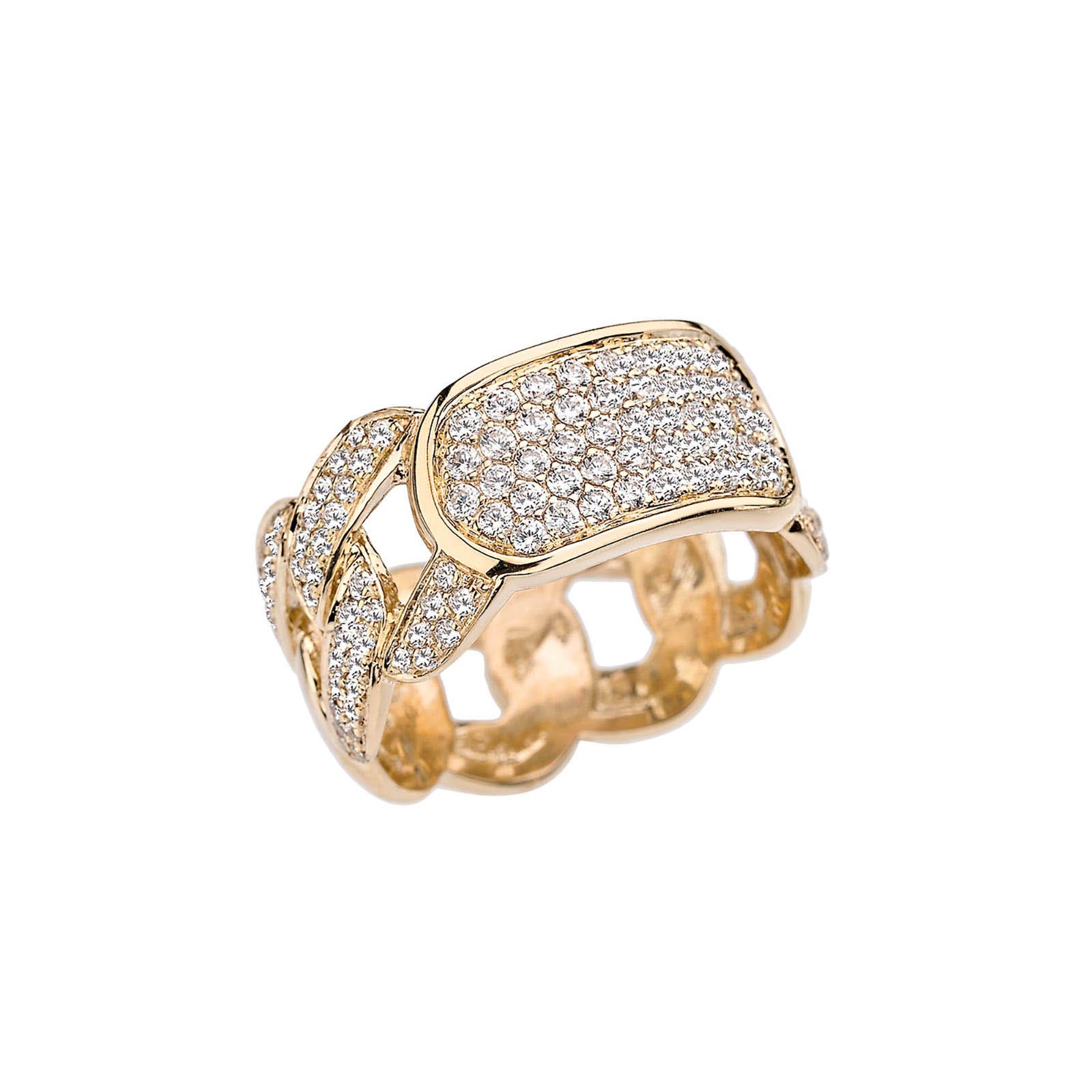 Diamond Cuban Link Ring in 9ct Gold