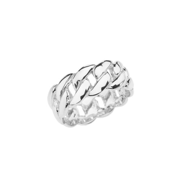 Cuban Chain Ring in 9ct White Gold