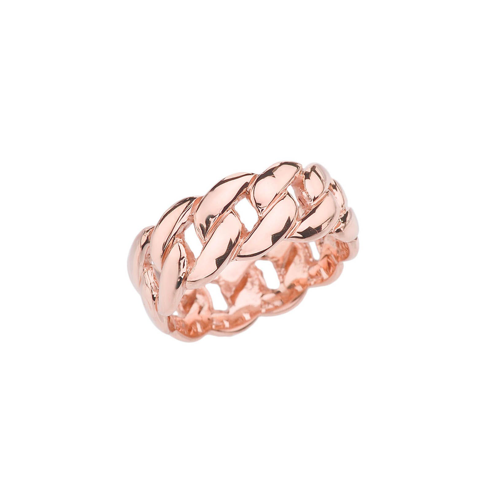 Cuban Chain Ring in 9ct Rose Gold