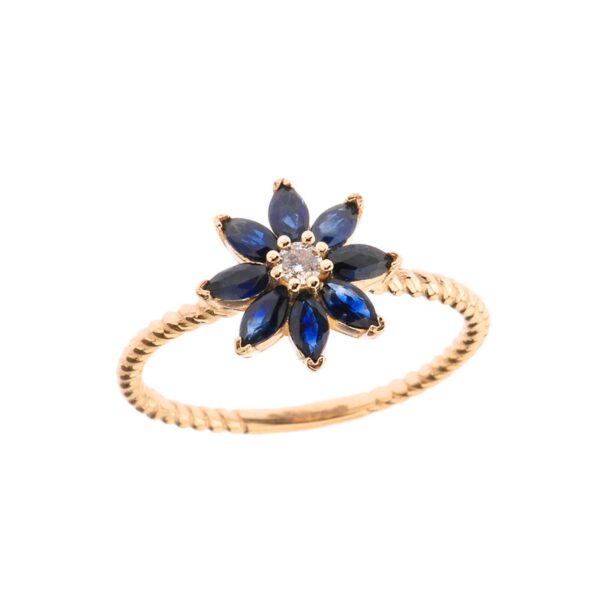 Sapphire Charming Daisy Gemstone Ring in 9ct Gold
