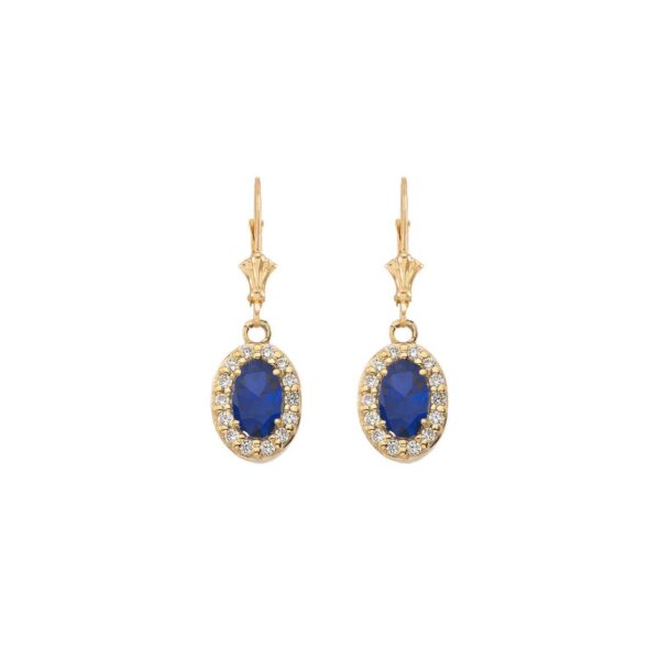 Sapphire & Diamond Ethereal Halo Gemstone Drop Earrings in 9ct Gold