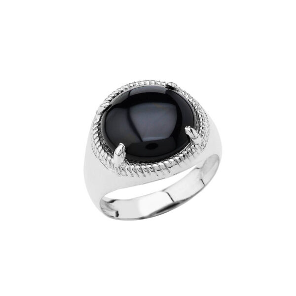 Men's Black Onyx Stellar Ring in 9ct White Gold