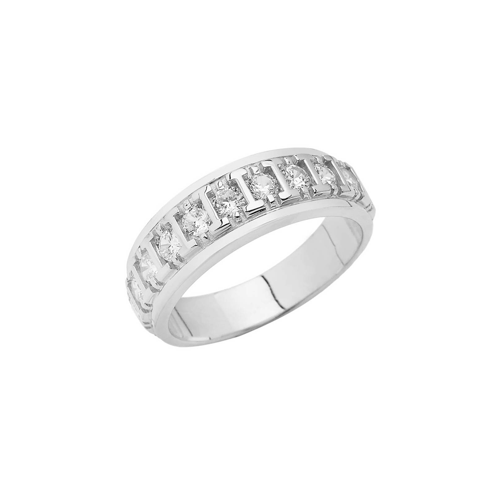 Men's CZ Framed Embellished Ring in 9ct White Gold