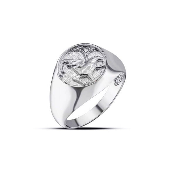 Capricorn Zodiac Hammered Zodiac Ring in 9ct White Gold