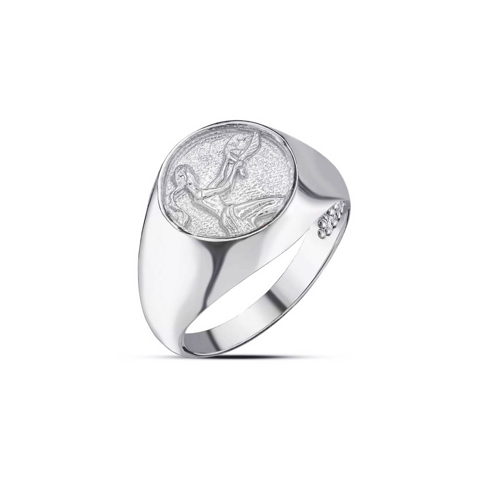Virgo Zodiac Hammered Zodiac Ring in 9ct White Gold