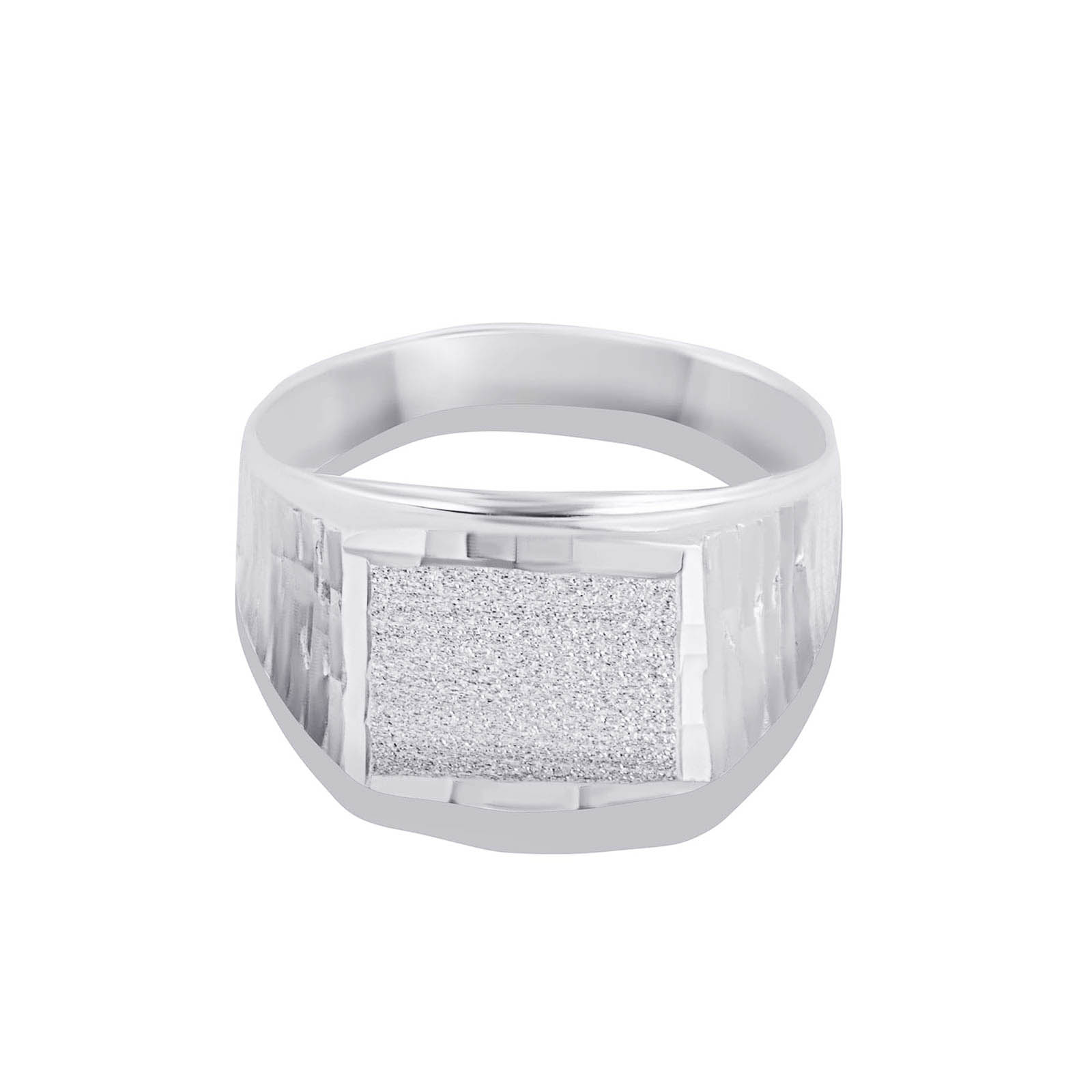 Textured Signet Ring in 9ct White Gold