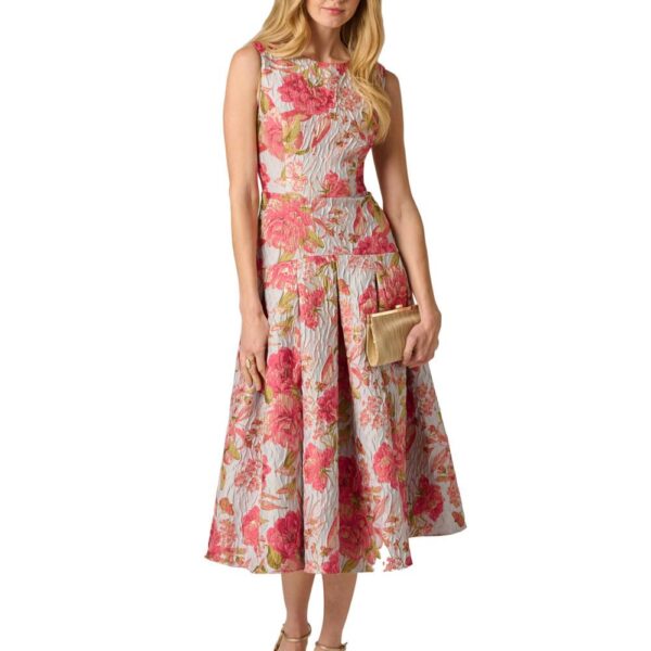 Adrianna Papell Women's Floral Jacquard Midi Dress | Size: 14