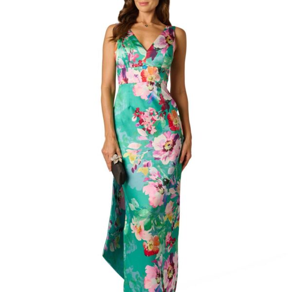 Adrianna Papell Women's Printed Mikado Bow Back Gown | Size: 6