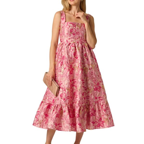 Adrianna Papell Women's Jacquard Flounce Midi Dress | Size: 20