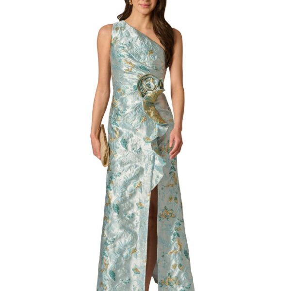 Adrianna Papell Women's Metallic Jacquard Rose Gown | Size: 14