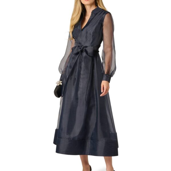 Adrianna Papell Women's Organza Ankle Shirtdress in Navy | Size: 12